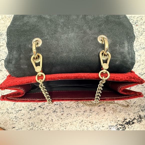 Furla Metropolis Cometa Burgundy Quilted Velvet Top Handle Mini Bag - Picture 7 of 9